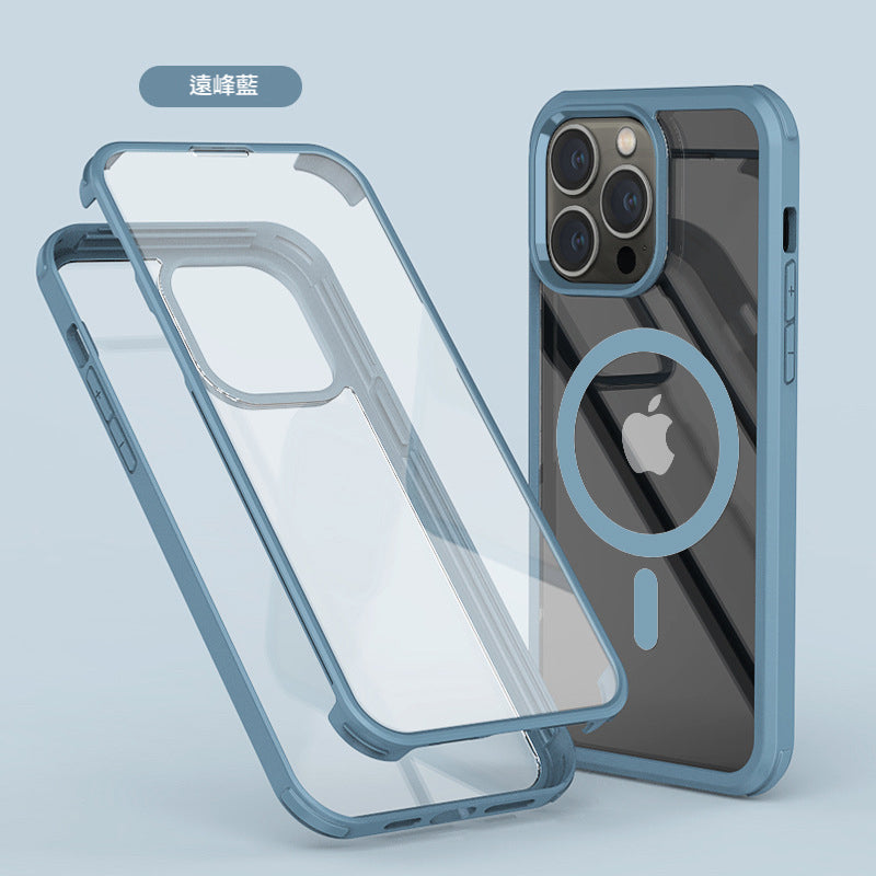 【360全包覆前後玻璃防摔殼】上下包覆，magsafe磁吸圈，/適用於 iPhone 14系列