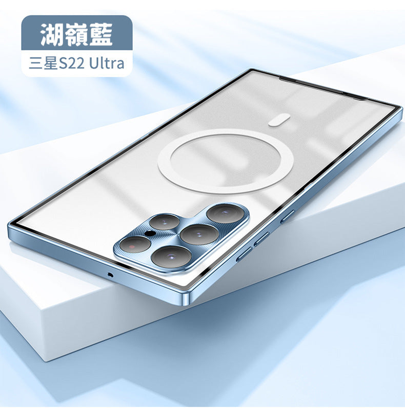 鋼盾 三星S25系列S24S23系列S22系列S21系列 【金屬邊框磨砂殼】4K鏡頭全包＋鋁合金邊框＋磨砂防髒背板 配置magsafe磁吸圈 S23/S23ultra/S23+/S22ultra/S22/S22+/S21/S21ultra/S21+