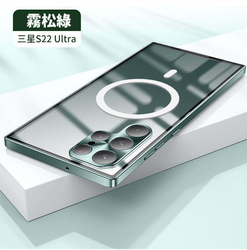 鋼盾 三星S25系列S24S23系列S22系列S21系列 【金屬邊框磨砂殼】4K鏡頭全包＋鋁合金邊框＋磨砂防髒背板 配置magsafe磁吸圈 S23/S23ultra/S23+/S22ultra/S22/S22+/S21/S21ultra/S21+