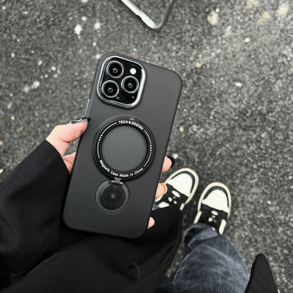 iPhone 15系列13/14/12/11系列【360°旋轉磁吸支架防摔殼】看片神器～多角度調節支架，磨砂半透magsafe磁吸保護殼  四色可選