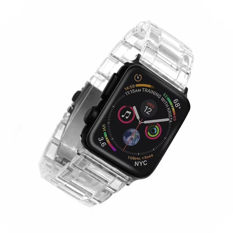 Apple Watch【透明方塊錶帶/透明鋼化玻璃錶殼】冰晶新款 觸控升級