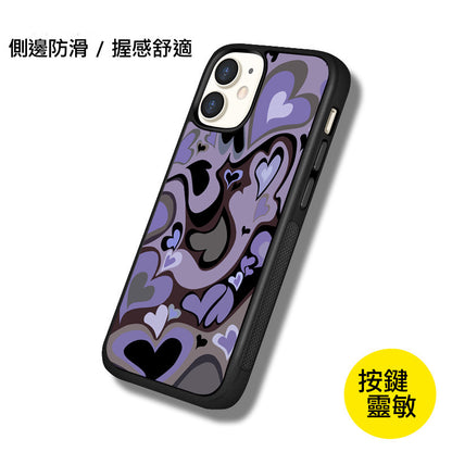 iPhone系列 【旋轉愛心】塗鴉彩繪系列防摔殼，共6色 黑邊TPU+鋁片二合一殼體 防摔、防塵、防刮花