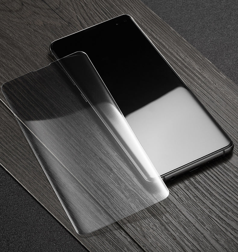終身保固換新 UV全膠玻璃貼 S10/S10+/S10e/NOTE9/S9/S9+/NOTE8 / S8 / S8+ / s7edge【透明銀幕uv膠貼合】無彩虹紋、觸碰靈敏、可入水 (附UV燈)