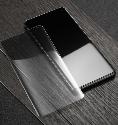 終身保固換新 UV全膠玻璃貼 S10/S10+/S10e/NOTE9/S9/S9+/NOTE8 / S8 / S8+ / s7edge【透明銀幕uv膠貼合】無彩虹紋、觸碰靈敏、可入水 (附UV燈)