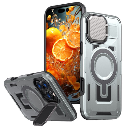 【金屬鏡頭翻蓋支架 軍規防摔殼】 金屬鏡頭 全面保護  適用於 iPhone17系列16系列15系列14系列13系列12系列