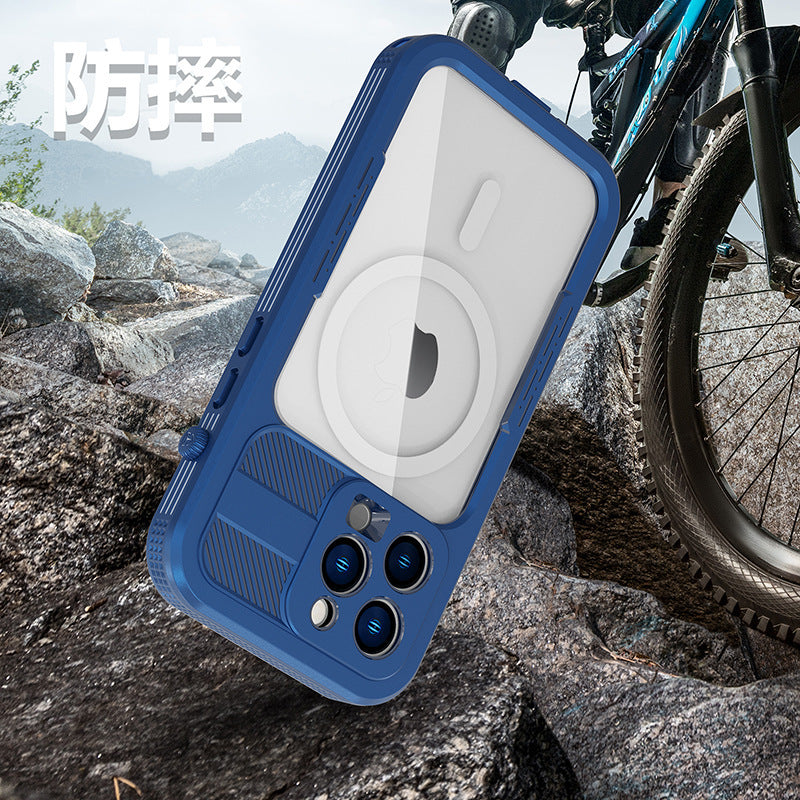 Vp吸血鬼【 纖薄款X8系列磁吸防水盾】iPhone14/14pro/14pro max/14plus防水殼IP68 軍規防摔+深度2公尺潛水1小時