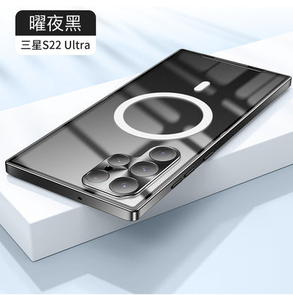 鋼盾 三星S25系列S24S23系列S22系列S21系列 【金屬邊框磨砂殼】4K鏡頭全包＋鋁合金邊框＋磨砂防髒背板 配置magsafe磁吸圈 S23/S23ultra/S23+/S22ultra/S22/S22+/S21/S21ultra/S21+