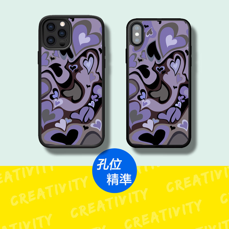 iPhone系列 【旋轉愛心】塗鴉彩繪系列防摔殼，共6色 黑邊TPU+鋁片二合一殼體 防摔、防塵、防刮花