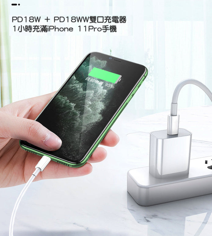 【蘋果PD快充配套組合】 18W高效能 PD快充線+PD快充頭