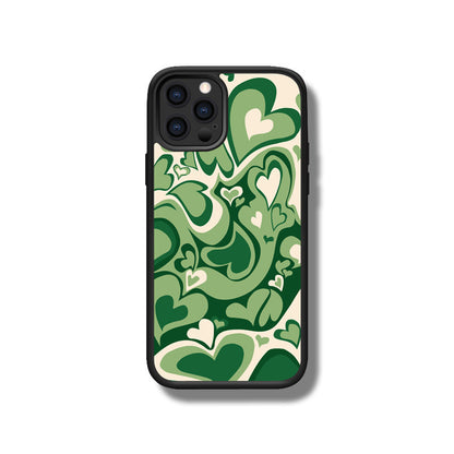 iPhone系列 【旋轉愛心】塗鴉彩繪系列防摔殼，共6色 黑邊TPU+鋁片二合一殼體 防摔、防塵、防刮花