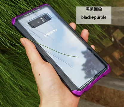 二代鋼盾 NOTE9/NOTE8超值優惠組合【鋁合金鋼化玻璃防摔殼】（內含：鋁合金玻璃防摔殼＋3D滿版玻璃貼＋鏡頭保護套）免螺絲雙材質 截斷金屬 訊號無阻