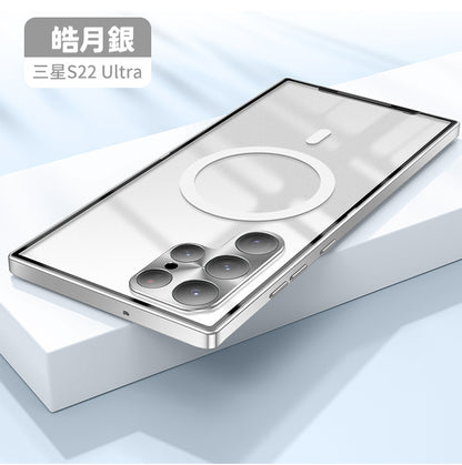 鋼盾 三星S25系列S24S23系列S22系列S21系列 【金屬邊框磨砂殼】4K鏡頭全包＋鋁合金邊框＋磨砂防髒背板 配置magsafe磁吸圈 S23/S23ultra/S23+/S22ultra/S22/S22+/S21/S21ultra/S21+