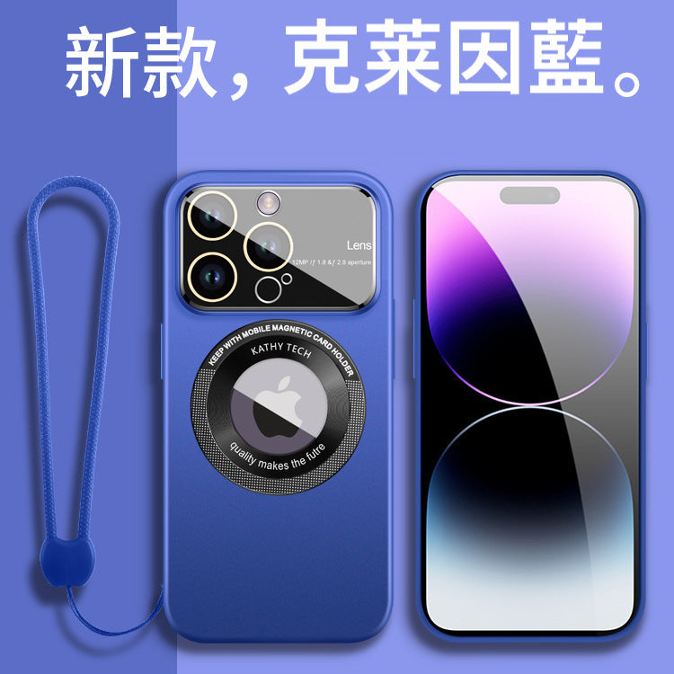 【大視鏡磨砂磁吸殼】極致輕薄防摔殼 4K鏡頭全包，精準防塵網 LOGO透明/適用於 iPhone 15系列14系列13系列12系列