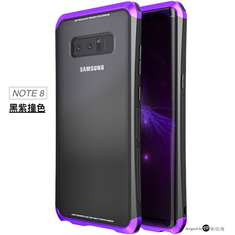 二代鋼盾 note9 / note8 【鋁合金鋼化玻璃防摔殼】免螺絲雙材質 截斷金屬 訊號無阻