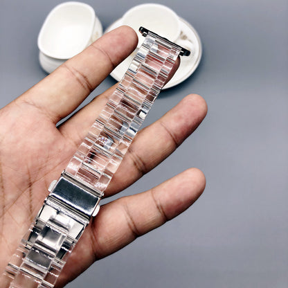 Apple Watch【透明方塊錶帶/透明鋼化玻璃錶殼】冰晶新款 觸控升級