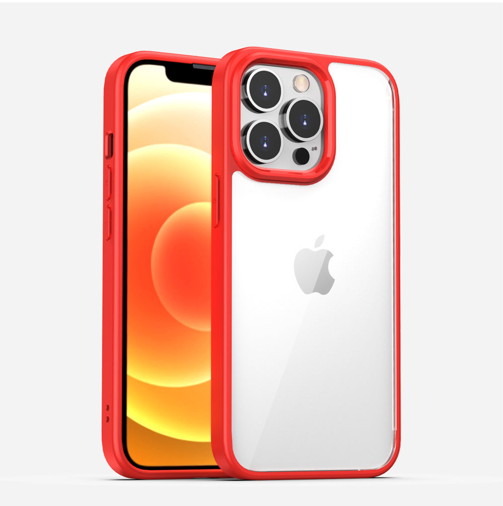 iPhone高透多彩防摔殼 【磨砂軟邊TPU＋高透亮PC背板一體成型】