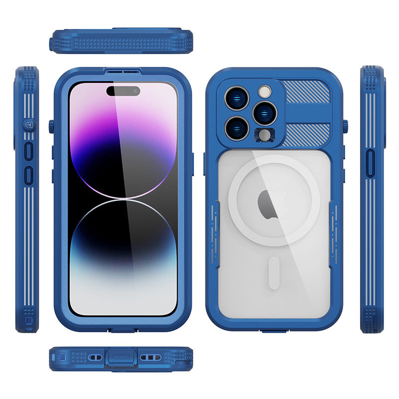 Vp吸血鬼【 纖薄款X8系列磁吸防水盾】iPhone14/14pro/14pro max/14plus防水殼IP68 軍規防摔+深度2公尺潛水1小時