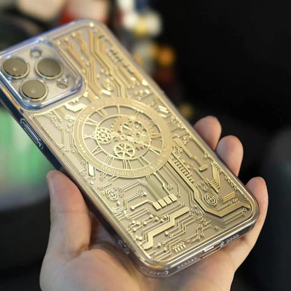 【塞博龐克風格】機械齒輪magsafe磁吸保護殼  金色/銀色/ 紫色 iPhone14系列/13系列/12系列