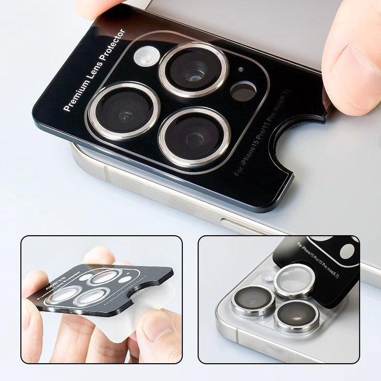 iPhone 16系列15系列14系列13系列【秒貼 鋁合金玻璃鏡頭保護貼】 航空鋁合金+康寧玻璃