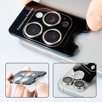 iPhone 16系列15系列14系列13系列【秒貼 鋁合金玻璃鏡頭保護貼】 航空鋁合金+康寧玻璃