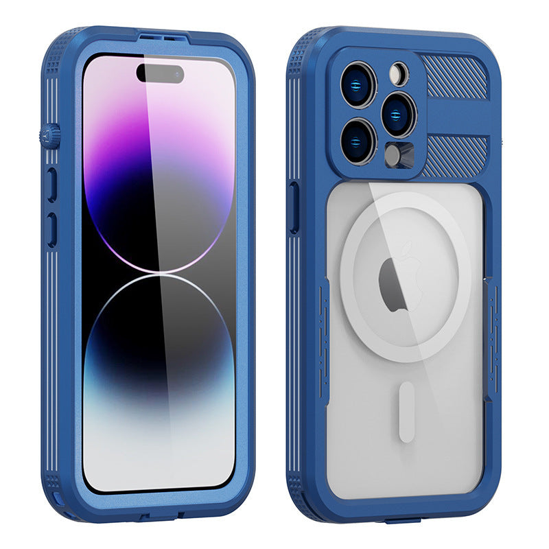Vp吸血鬼【 纖薄款X8系列磁吸防水盾】iPhone14/14pro/14pro max/14plus防水殼IP68 軍規防摔+深度2公尺潛水1小時