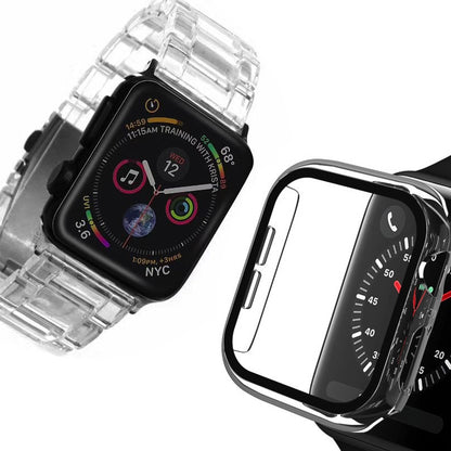 Apple Watch【透明方塊錶帶/透明鋼化玻璃錶殼】冰晶新款 觸控升級