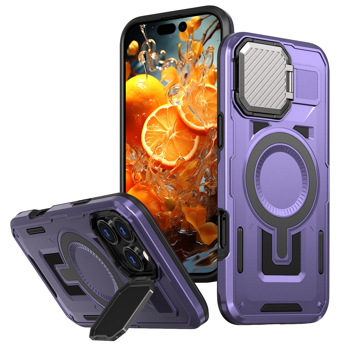 【金屬鏡頭翻蓋支架 軍規防摔殼】 金屬鏡頭 全面保護  適用於 iPhone17系列16系列15系列14系列13系列12系列