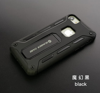 『支架airbox超值組合』iPhone 新SE/8/8+/7/7+/6/6s/6+/6s+軍規防摔殼【強效防摔，便利支架】 //內含：airbox防摔殼x1, 3d滿版玻璃貼x1, 鏡頭貼x1,home環x1