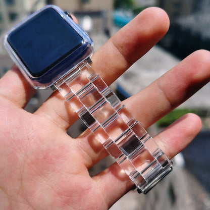 Apple Watch【透明方塊錶帶/透明鋼化玻璃錶殼】冰晶新款 觸控升級