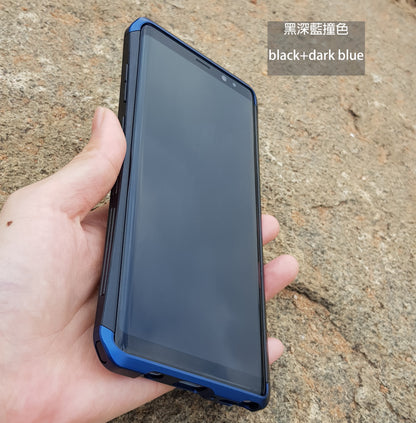 二代鋼盾 NOTE9/NOTE8超值優惠組合【鋁合金鋼化玻璃防摔殼】（內含：鋁合金玻璃防摔殼＋3D滿版玻璃貼＋鏡頭保護套）免螺絲雙材質 截斷金屬 訊號無阻