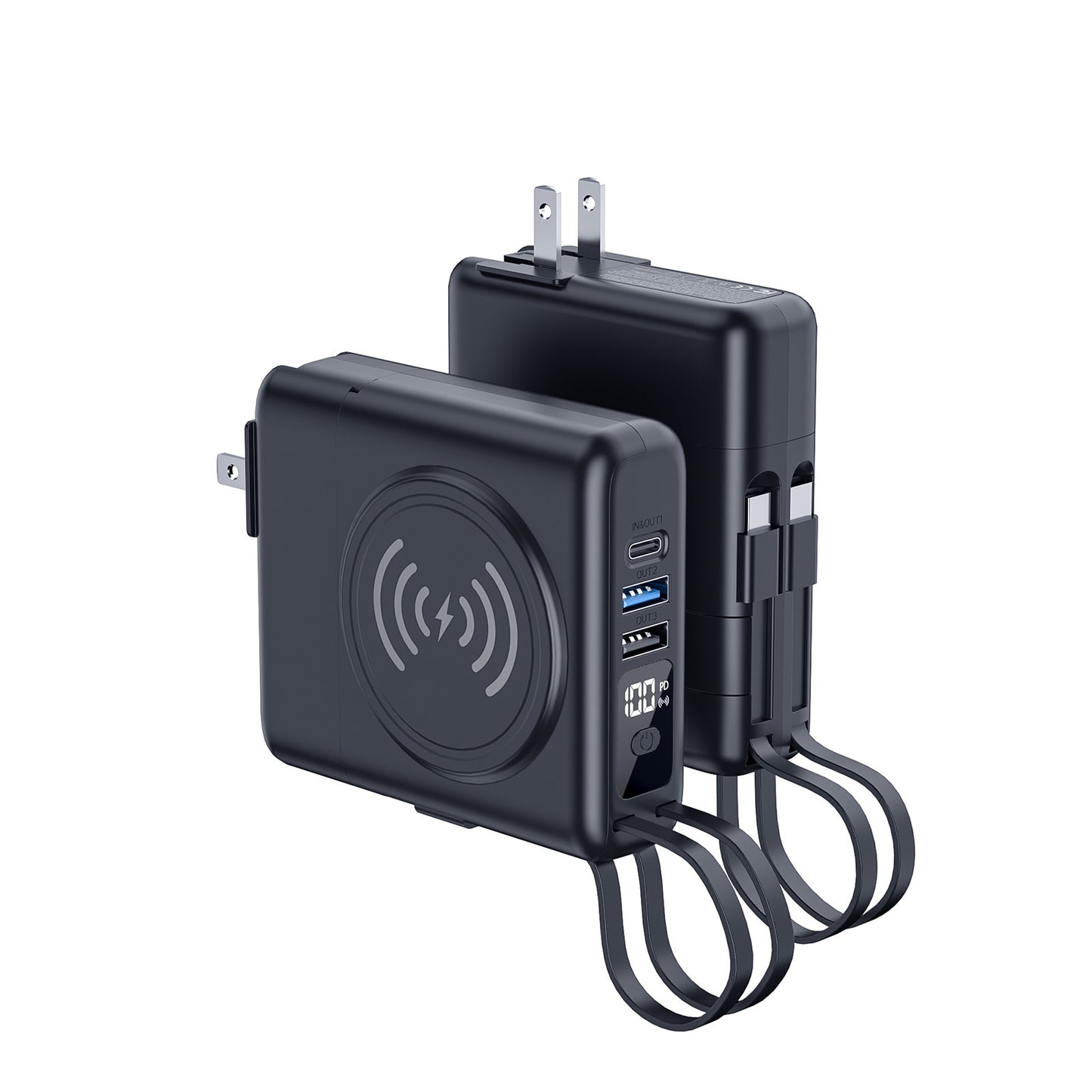 K08無敵萬能器【十合一插頭可分快充行動電源】（附2條充電線）22.5W 10000mAh大電量行動電源＋15W磁吸無線充電＋手錶充電器＋手機支架多孔快充頭