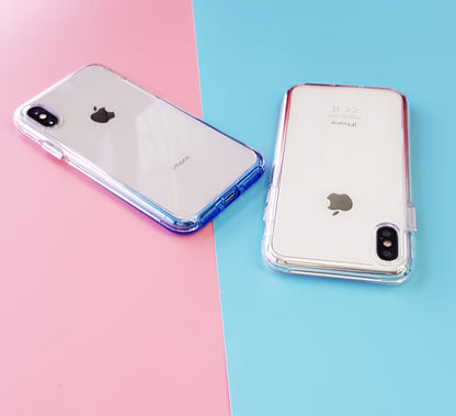 iPhone X / Xs超值組合【漸層彩虹殼 Rainbow case】 雙層透明/防摔TPU+PC材質（內含：彩虹殼x1 ＋ 3D康寧滿版玻璃貼＋馬卡龍鏡頭保護套）
