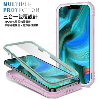 iPhone 【三合一鏡頭翻蓋手機殼】多色可選，銀幕邊框保護設計，具有指環支架