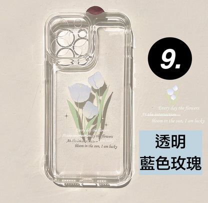 iPhone系列【太空彩繪透明殼】花卉系列～晶瓷防摔殼體，精緻彩繪共9款