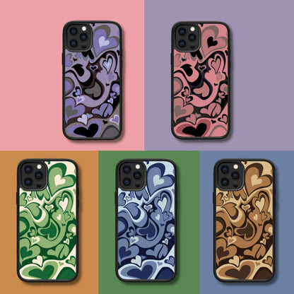 iPhone系列 【旋轉愛心】塗鴉彩繪系列防摔殼，共6色 黑邊TPU+鋁片二合一殼體 防摔、防塵、防刮花