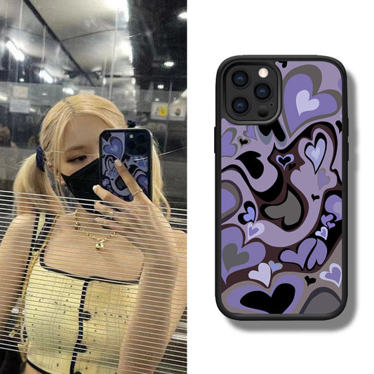 iPhone系列 【旋轉愛心】塗鴉彩繪系列防摔殼，共6色 黑邊TPU+鋁片二合一殼體 防摔、防塵、防刮花
