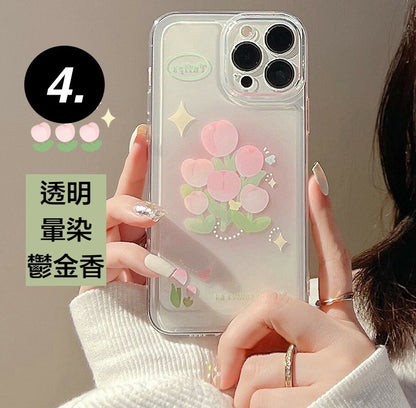 iPhone系列【太空彩繪透明殼】花卉系列～晶瓷防摔殼體，精緻彩繪共9款
